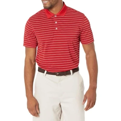 Bild av Amazon Essentials mäns slim fit snabbtorkande golfpikétröja, röd vit rand, X Large