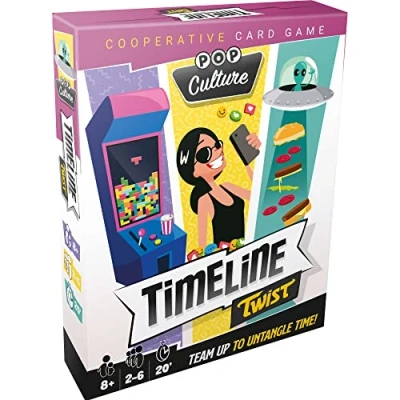 Bild av Tidslinje Twist Pop Culture Edition Frågesportspel Strategispel kooperativt spel Roligt familjespel för barn och vuxna Åldrar 8+ 2 till 6 spelare Genomsnittlig speltid