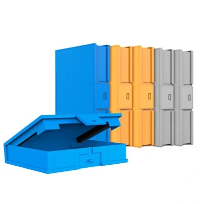Bild av Inateck 3,5 tums HDD hårddiskfodral, hårddiskficka, skyddsfodral, stötsäkert, dammsäkert, antistatisk, förvaringsfodral för tum HDD, 6 pack, orange/blå/grå (HPF x 6)