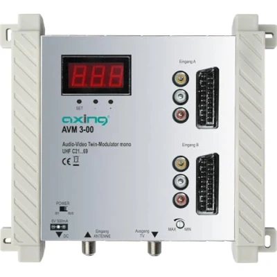 Bild av Axing AVM 3 00 Twin ljudvideo modulator UHF mono för 2 kameror