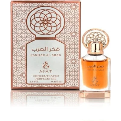 Bild av Ayat Perfumes Parfymolja 12 ml alkoholfritt parfymextrakt, högkvalitativ mysk, unisex, orientalisk, arabisk, oud, naturlig, bärnsten Dubai doft (Fakhar AlArab)