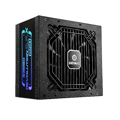 Bild av ENERMAX Revolution D.F. x ARGB ATX3.0 PCI e 5.0 kompakt gaming&amp;streaming PC strömförsörjning 850 W 80 Plus guld (full modulär 2 12 VHPWR, halvledarlös), ERT850EWT, svart