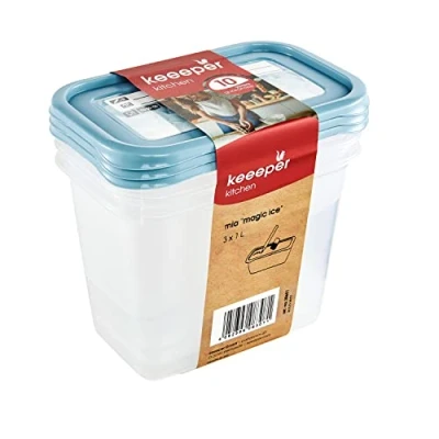 Bild av keeeper frysbox set 3 delar, återskrivbart lock, x 1 l, 15,5 10,5 11,5 cm, Mia Magic Ice, Nordic Blue