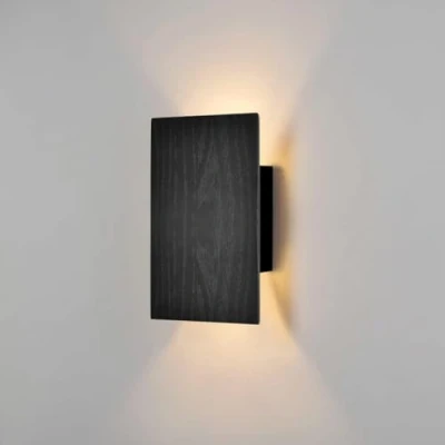 Bild av ouglres vägglampa trä, svart inomhus med strömbrytare, vintage nattlampa LED varm vit, vägglampor i modern design för sovrum vardagsrum hall, trappa, retro sänglampa, 8 W, 1 pack