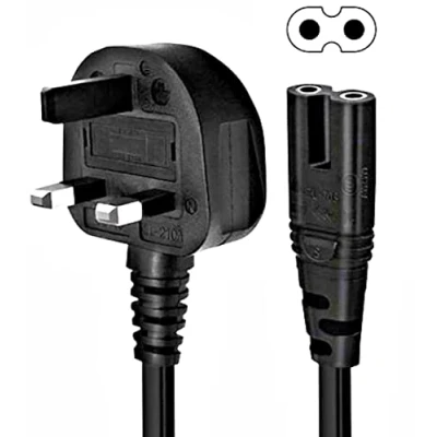 Bild av Pro Elec PEL00421 UK kontakt till IEC C7 figur 8 strömsladd, 1 m, svart