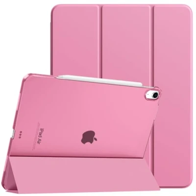 Bild av TiMOVO Fodral för iPad Air 13 tum (M3/M2 2025/2024), smal fodral, stöder Touch ID, automatisk sömn/väckning skyddsfodral med genomskinlig baksida, fondant rosa