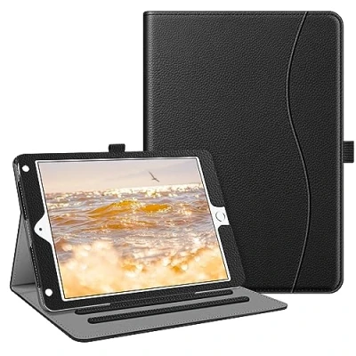 Bild av Fintie Fodral kompatibelt med iPad 6:e /5:e generationen/iPad Air 2/iPad 1, 9,7 tum hörnskydd flervinklat visande folio skydd ficka, automatisk uppvakning/sömn, svart