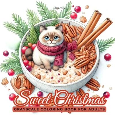 Bild av Sweet Christmas Coloring Book: Adorable Animals and Festive Characters in Delicious Holiday Treats A Relaxing Grayscale Book for Adults