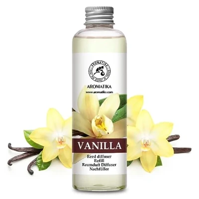 Bild av Vanilla Diffuser Refill w/Natural Essential Oil 200ml Intensive Fresh &amp; Long Lasting Fragrance Reed Best for Aromatherapy SPA Home Office Fitness Club