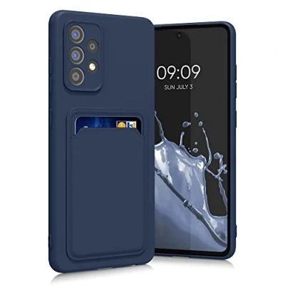 Bild av kwmobile fodral kompatibelt med Samsung Galaxy A52 / 5G A52s TPU telefonskydd kreditkortshållare mörkblå