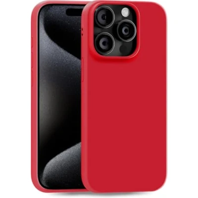 Bild av MyGadget fodral kompatibelt med iPhone 15 Pro robust silikonskyddsfodral TPU smalt silikonfodral bakstycke ultra reptåligt mobiltelefonfodral matt rött