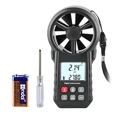 Bild av XinJiaYi Digital anemometer, bärbar luftflödesmätare, CFM mätare för HLK fläkt/skytte/drönare, vindmätare, luftflödeshastighetsmätare med vindtemperatur fuktighetssensor svart
