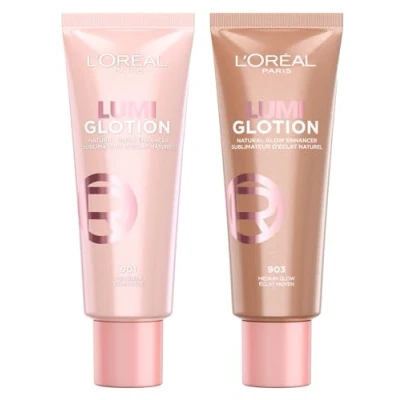 Bild av L&#039;Oréal Paris Lumi Glotion Lyser Flytande Lys och Skulptera Skönhetsrutin Återfuktande Ansikte Kroppsfärg 901 Fair Glow + 903 Medium 2 flaskor 40 ml