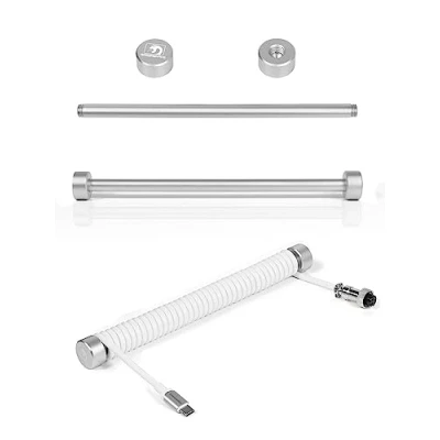 Bild av MAMBASNAKE RC01 Custom Coiled Aviator Cable Fixed Rod Aluminium Metall Winder Keyboard Kabelhantering Pole Viktstång För Anpassade Gaming Tangentbord Silver