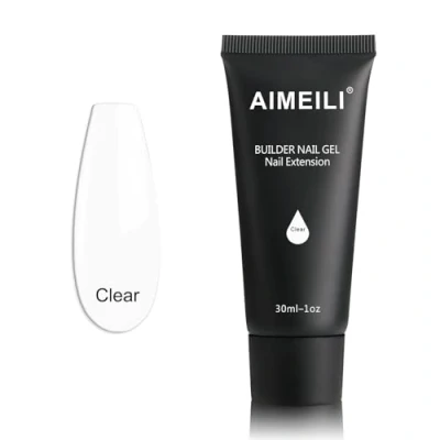 Bild av AIMEILI Genomskinlig Byggare Gelnagelförlängning Poly Extension Gel Nails Blötläggning av UV LED Nagelförbättring Manikyrverktyg Nagelkonst Falska Naglar Clear 30 ml