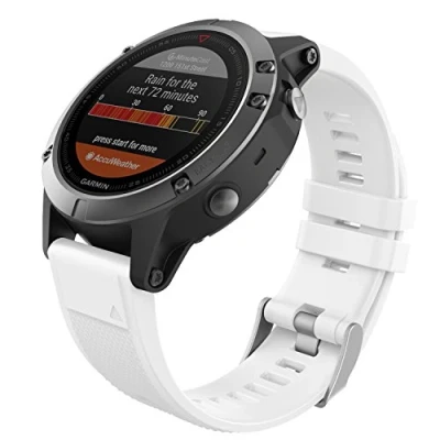 Bild av MoKo Strap Compatible with Fenix 7/7 Pro/6/6 Pro/5/5 Plus/Forerunner 965/955/945/Instinct Solar/Instinct 2, Quick Fit 22mm Silicone Replacement Sport Watch Band, White