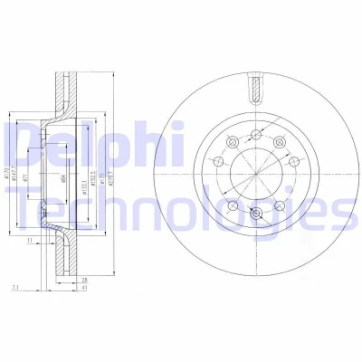 Bild av DELPHI BG4084 Disque de frein 280 28 5 ventilé huilé non traité sans roulement roue, bague ABS PEUGEOT: Expert II Van, Tepee