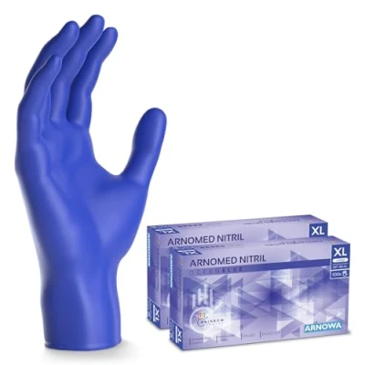 Bild av 200 ARNOMED engångshandskar mörkblå, nitrilhandskar XL, med 2x 100 st/box, purderfria handskar, latexfria gummihandskar, finns i XS, S, M, L &amp; XL.