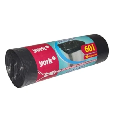 Bild av YORK Svarta soppåsar 60 l (1 rulle med 10 stycken) soppsäck liter stora robusta extra starka