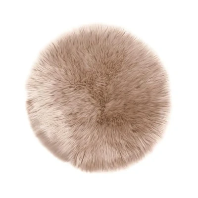 Bild av Teppich Wölkchen fårskinnsmattor fuskpäls mattor imitation Vardagsrum Sovrum fluffig matta Tvättbar pälsmatta, sittdyna, dekorativ päls till stol, soffa, säng Beige 120 cm Runt