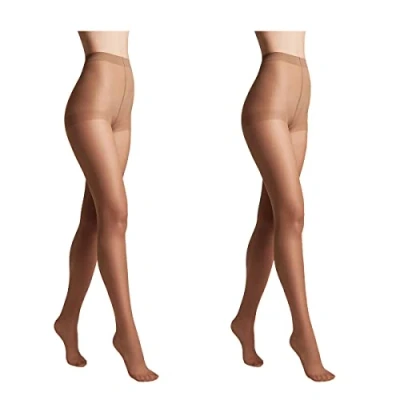 Bild av Conte elegant 2 pack slitstarka halvmatta damstrumpbyxor tunna med markerade trosor släta SOLO 20 färg brun stl