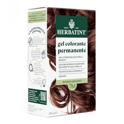 Bild av Herbatint Permanent hårfärgningsgel 7M mahogny blond 170 ml Ammoniakfri, 100% täckning av vitt hår för känslig hud, med 8 naturliga ekologiska extrakt