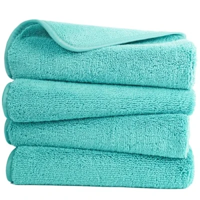 Bild av POLYTE Snabbtorkande luddfri mikrofiber handduk, 40 x 76 cm, set med 4 (Aqua)