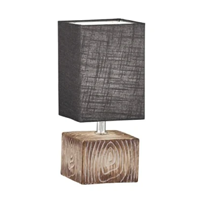 Bild av Fischer &amp; Honsel Bordslampa, huketräfärgskärm 13 x 18 cm, anslutningskabel svarttyg skärm grå L: 13,00 B: H: 30,00 cmmed sladd brytare1 E14 max. 25,0 watt50642