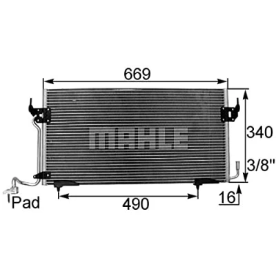 Bild av MAHLE ORIGINAL AC 206 000S Kondensator utan avfuktare 670mm