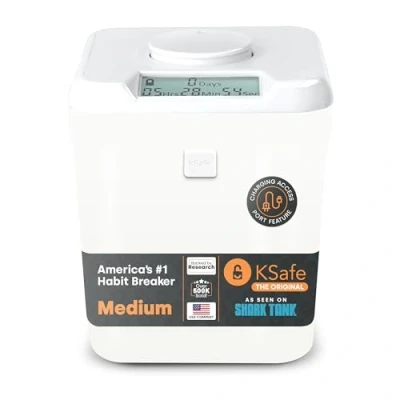 Bild av Kitchen Safe Time Locking Container (Medium), Timed Lock Box for Cell Phones, Snacks, and other unwanted temptations (White Lid + 5.5 White Base)