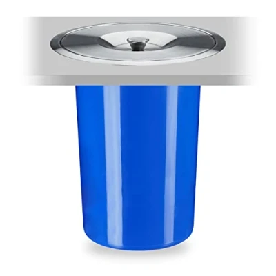 Bild av Relaxdays Soptunna för bänkskiva, 8 l, organiskt avfall, lock av rostfritt stål, papperskorg, H x D: 30 26,5 cm, blå