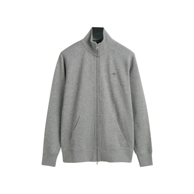 Bild av GANT Herr Reg Shield Full Zip Sweat kofta, Grå melange, XXS