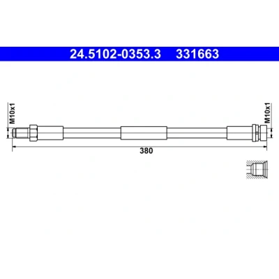 Bild av ATE 24.5102 0353.3 Flexible De Frein 380 M10x1 FORD: Transit Custom V362 Van