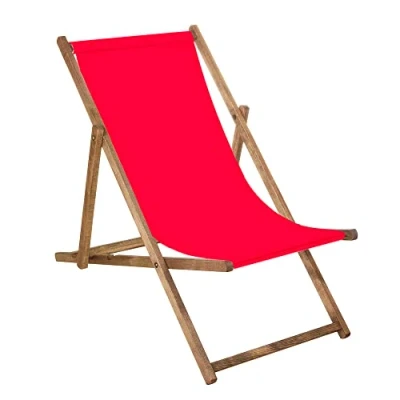 Bild av SPRINGOS Solstol, trädgårdsstol, fällstol av trä, impregnerad, vikbar, avslappningsstol, campingstol, strandstol, bokträ