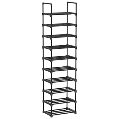 Bild av SONGMICS Stort 10 hyllstativ, metallförvaringsarrangör, anpassningsbar design, utrymmesbesparande och mångsidigt ställ för vardagsrumskök, 45 x 30 174 cm, svart LSA25BK