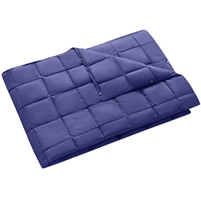 Bild av KingCamp multifunktionell resefilt, ultralätt campingfilt med tryckknapp, nödsovsäck för inomhus eller utomhus, 175 x 135 cm marinblå