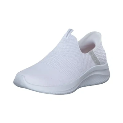 Bild av Skechers dam Ultra Flex 3.0 mysig strimma, Vit stickad ljusgrå trim, 39 EU