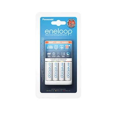 Bild av Panasonic eneloop smart snabbladdare för 14 AA/AAA NiMH batterier, med LED display och individuell övervakning, inklusive 4 AA/Mignon min. 1 900 mAh, 2 100 laddningscykler