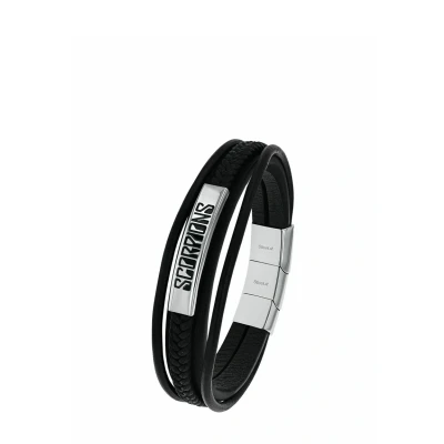 Bild av by Scorpions armband rostfritt stål läder unisex kvinnor män armband, 19,5 + 1,5 cm, silver, levereras i smyckespresentask, 2040520