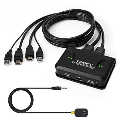 Bild av TCNEWCL 4K HDMI USB KVM omkopplare med 1,2 m &amp; kabel, 2 portars för datordelar 1 HD skärm tangentbord mus, fjärrkontroll
