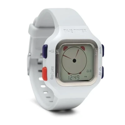 Bild av TIME TIMER Watch Visuell analog och digital 12 timmars eller 24 nedräkningstimer för barn lärande, testning träningsspårare (arktisk vit)