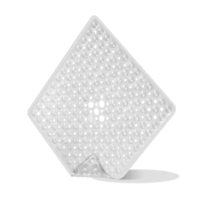 Bild av SOBEAU Duschmatta, halkfri, 53 x cm, kvadratiska duschmattor, BPA fri halkfri matta för dusch med dräneringshål mögel och svampresistent (transparent)
