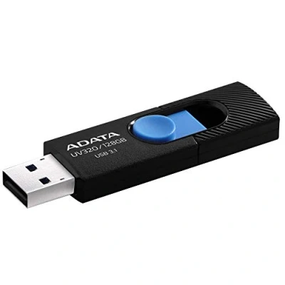 Bild av ADATA UV320 USB minne 128 GB Typ A 3.1 (3.1 Gen 1) svart, blå minnen (128 GB, A, 1), dia, 7,9 g, blå)