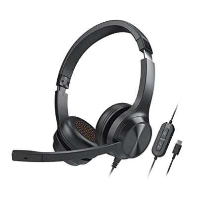 Bild av Creative Chat USB On Ear Wired headset med flip to stum brusreducerande mikrofon, SmartComms kit, inline kontroll för PC/Mac/bärbar dator, svart