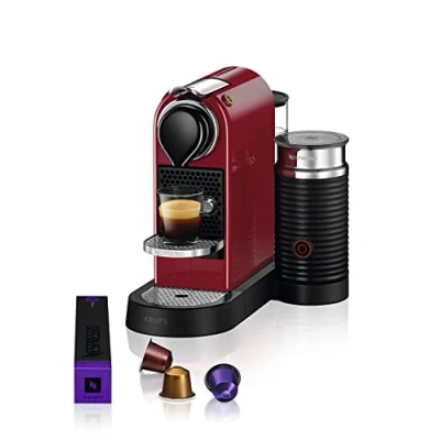 Bild av KRUPS XN761510WP Citiz &amp; Milk Kaffemaskin Röd 1 L Högt Pumptryck 19 Bar Som Ger Enastående Kvalitet Snabb Uppvärmning 25 Sekunder 2 koppstorlekar