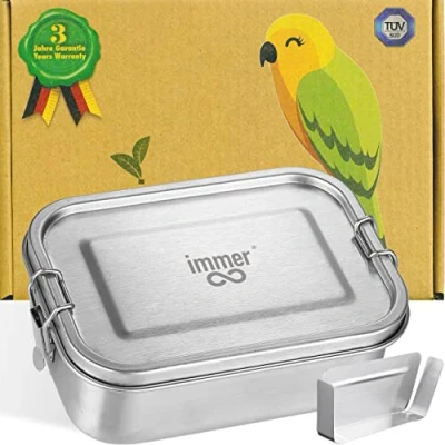 Bild av Matlåda i rostfritt stål den hållbara Bento Box matlådan är läckagesäker, plastfri, lätt att rengöra och perfekt för resor (800ml)
