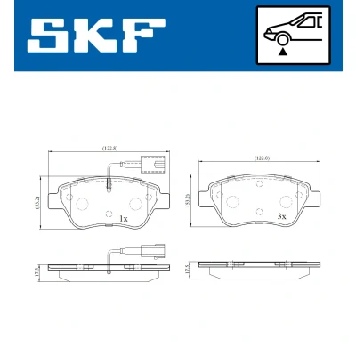 Bild av SKF VKBP 80145 E Jeu de plaquettes frein contact signal d&#039;usure inclus FIAT: 500 3 portes, Panda II 5 C Cabriolet