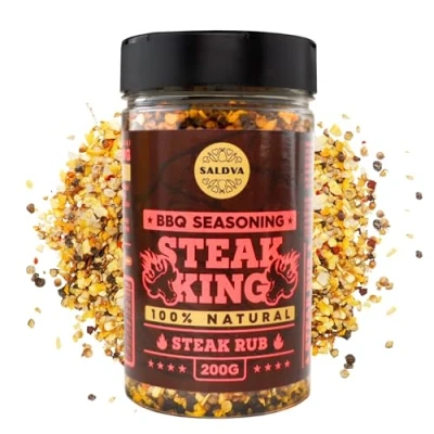 Bild av Steak King BBQ Rub 100% Natural Seasoning Perfectly Balanced Blend of Spices for Extraordinary Steaks and Other Beef Dishes Large Jar (200g)