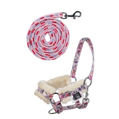 Bild av HKM Hobby Horse halter set hölster och stickat blomtryck