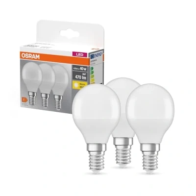 Bild av Osram LED bas Classic P lampa, 5 W, ersättning för 40 W glödlampa, varm vit, 3 pack